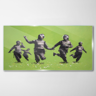 Skleneny obraz Banksy zelená