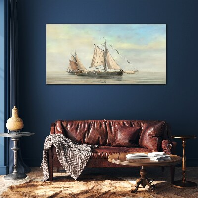 Skleneny obraz Maľovanie mora loďou rybár