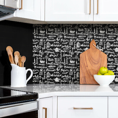 Dekoratívny nástenný panel Čierne a biele kuchynské značky