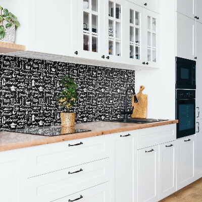 Dekoratívny nástenný panel Čierne a biele kuchynské značky