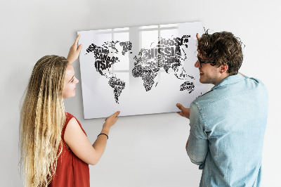 Magnetická popisovateľná tabuľa Mapa sveta s nápismi