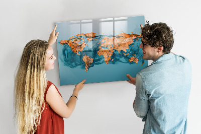 Magnetická popisovateľná tabuľa Abstraktná mapa sveta