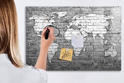 Magnetická tabuľa na kreslenie Mapa sveta na tehlách