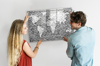Magnetická tabuľa na kreslenie Mapa sveta na tehlách