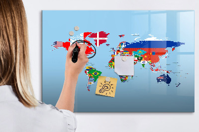Magnetická tabuľa na kreslenie Mapa vlajok