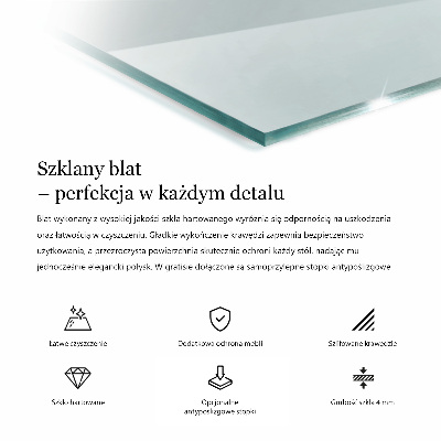Obdĺžniková doska stola priehľadná