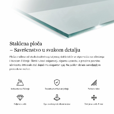 Obdĺžniková doska stola priehľadná