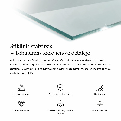 Obdĺžniková doska stola priehľadná