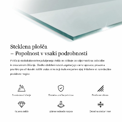 Obdĺžniková doska stola priehľadná