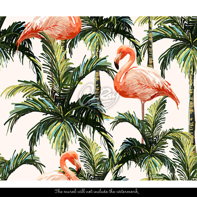 Fototapeta Flamingos skryté v listoch