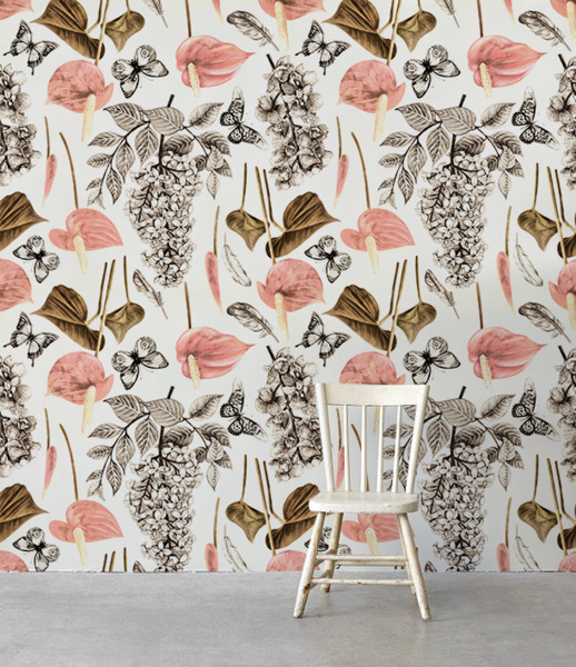 Fototapeta Jarné kvety a motýle