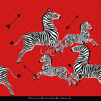 Fototapeta Zebry na červenom pozadí