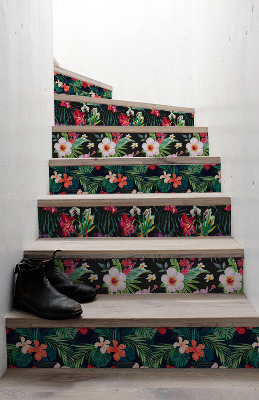 Samolepky na schody Tropické kvety