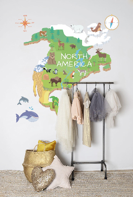 Samolepky na stenu Mapa severnej ameriky