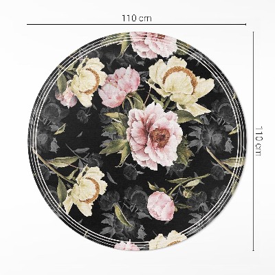 Okrúhly vinylový koberec Elegantné kvety vintage