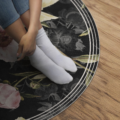 Okrúhly vinylový koberec Elegantné kvety vintage