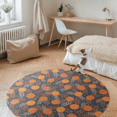 Okrúhly vinylový koberec Ilustrácia pomarančov a listov