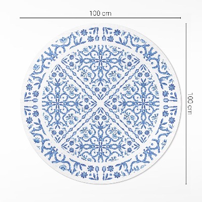 Okrúhly vinylový koberec Dekoratívne dlaždice rastlinné ornamenty
