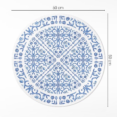 Okrúhly vinylový koberec Dekoratívne dlaždice rastlinné ornamenty