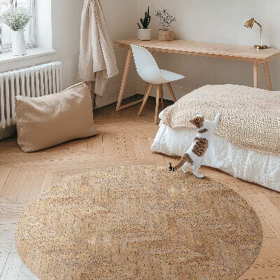 Okrúhly vinylový koberec Vintage drevený parket podlahový rybia kosť