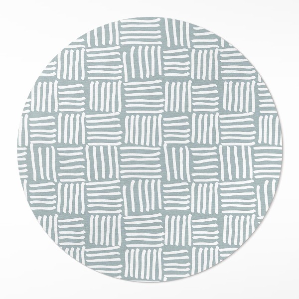Okrúhly vinylový koberec Boho pletený vzor minimalistický