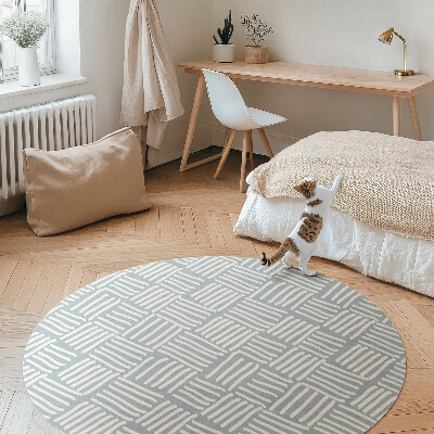 Okrúhly vinylový koberec Boho pletený vzor minimalistický