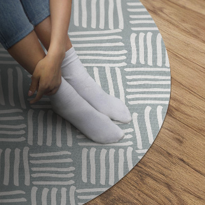 Okrúhly vinylový koberec Boho pletený vzor minimalistický