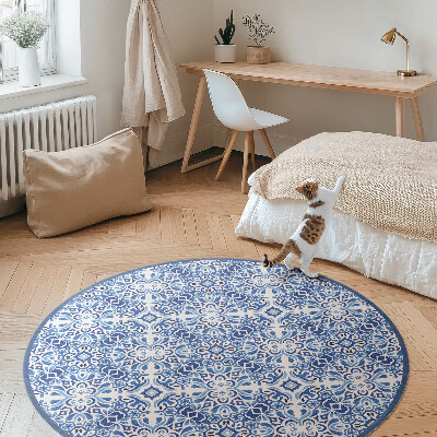 Okrúhly vinylový koberec Portugalské ornamentálne dlaždice