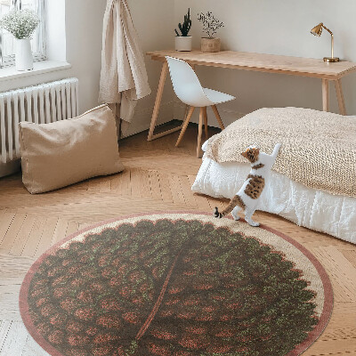 Okrúhly vinylový koberec Umelecký list