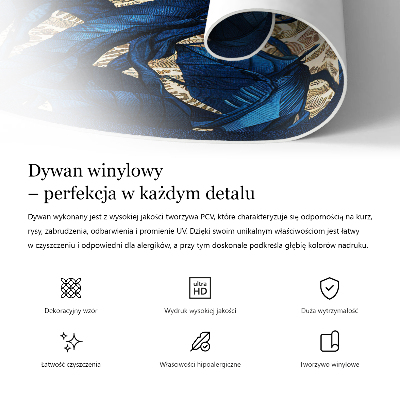 Okrúhly vinylový koberec Vyšívané kvety vo vintage štýle