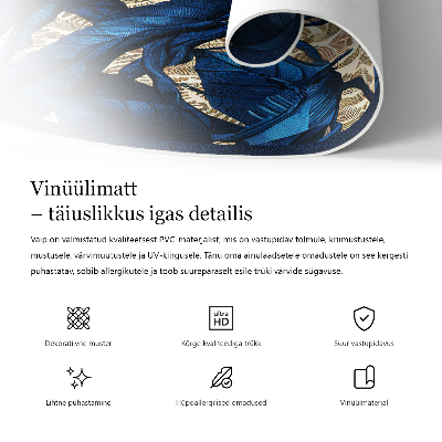 Okrúhly vinylový koberec Vyšívané kvety vo vintage štýle
