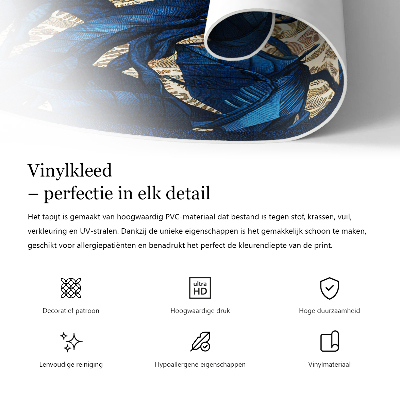 Okrúhly vinylový koberec Vyšívané kvety vo vintage štýle