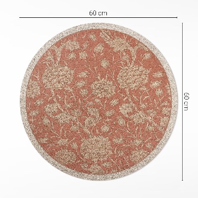 Okrúhly vinylový koberec Vyšívané kvety vo vintage štýle