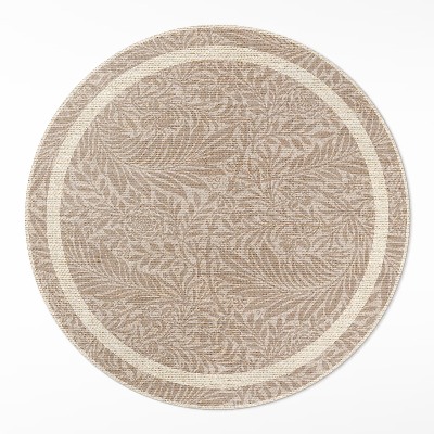 Okrúhly vinylový koberec Vintage boho listy a vetvičky