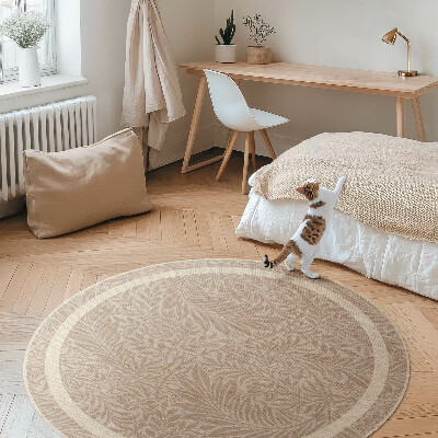 Okrúhly vinylový koberec Vintage boho listy a vetvičky