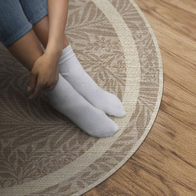 Okrúhly vinylový koberec Vintage boho listy a vetvičky