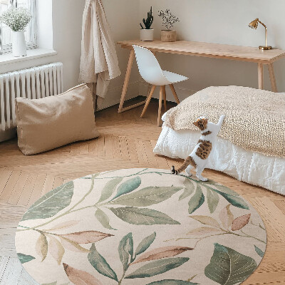 Okrúhly vinylový koberec Jemné listy boho