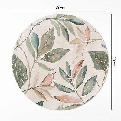 Okrúhly vinylový koberec Jemné listy boho