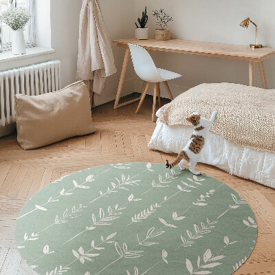 Okrúhly vinylový koberec Drobné rastliny boho jemné listy