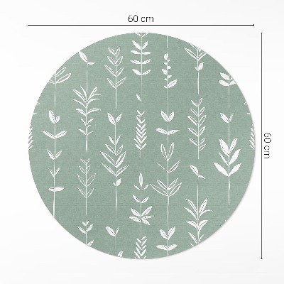 Okrúhly vinylový koberec Drobné rastliny boho jemné listy