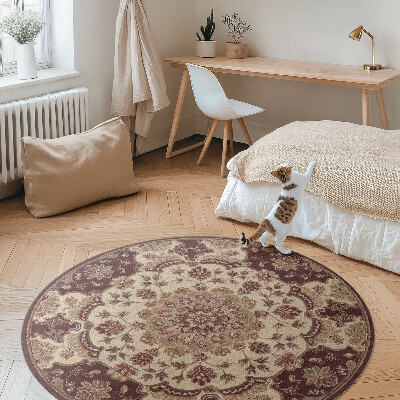 Okrúhly vinylový koberec Kvetinová kompozícia vintage