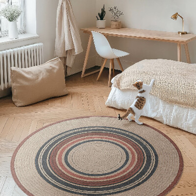 Okrúhly vinylový koberec Béžová kompozícia zo špagátu