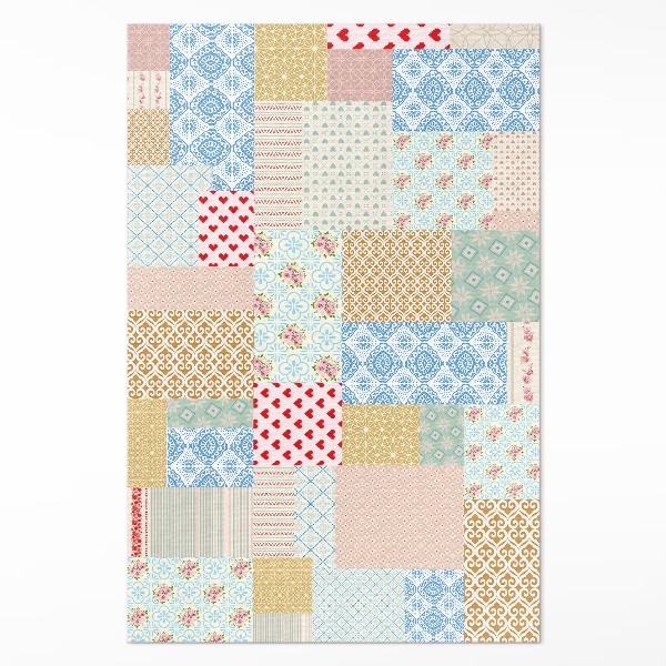 Vinylový koberec Patchwork rôzne kusy imitácia látky