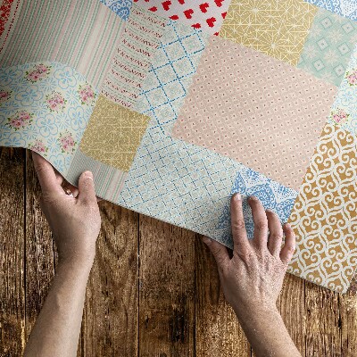 Vinylový koberec Patchwork rôzne kusy imitácia látky