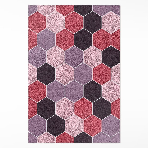 Vinylový koberec Dlaždice hexagóny imitácia plyšu