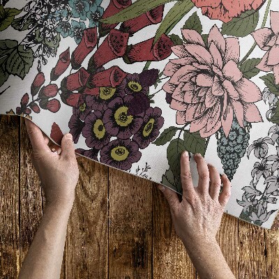 Vinylový koberec Pastelové kvety na lúke vintage