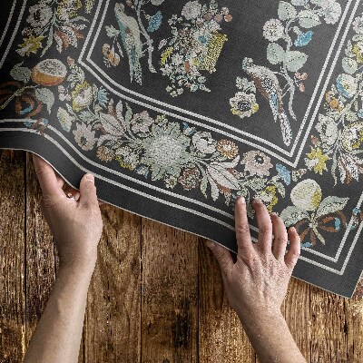 Vinylový koberec Bledý antický kvet a vtáky