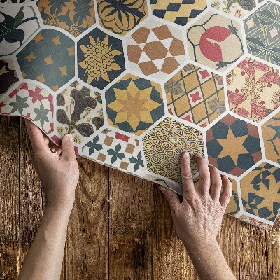 Vinylový koberec Vzorovaná vintage mozaika hexagóny