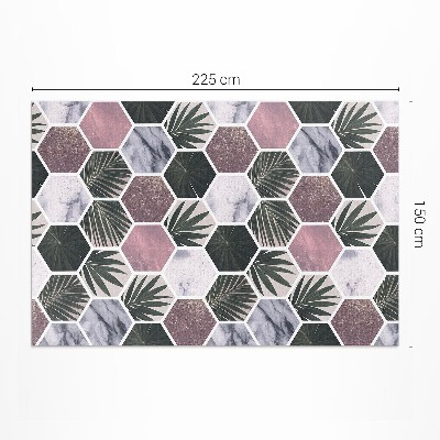 Vinylový koberec Hexagóny kamenná mozaika listy