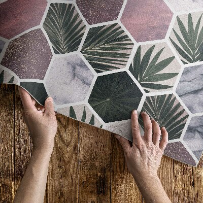 Vinylový koberec Hexagóny kamenná mozaika listy